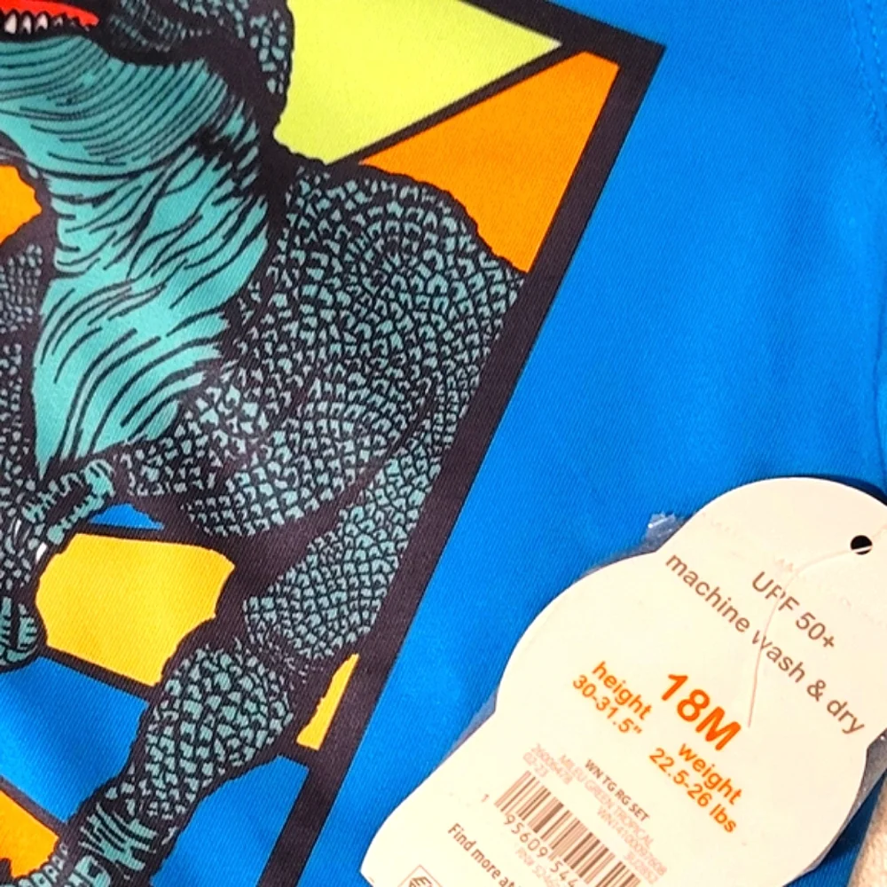NEW Toddler Boy 2-Piece Rashguard & Matching Dinosaur Shorts Swim Set